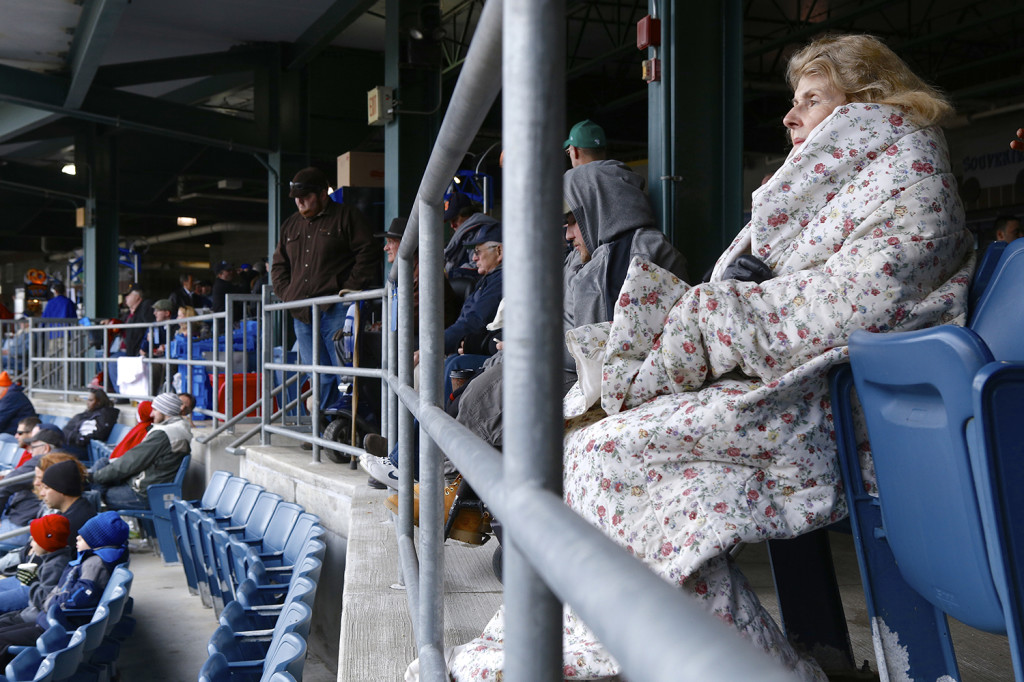 Betty Lamb of Syracuse bundles up but never misses opening day. (Michael Davis Photo | Syracuse New Times)