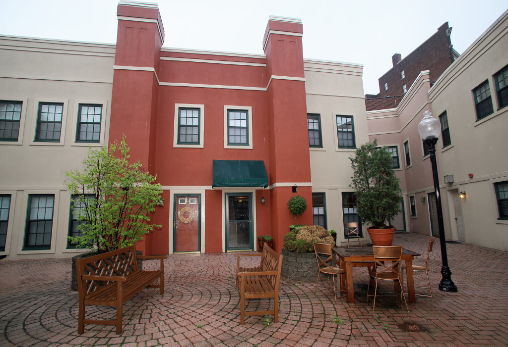 The outdoor courtyard led A.J. Goss to rent an apartment in Center Armory. Gloria Wright Photo | Syracuse New Times