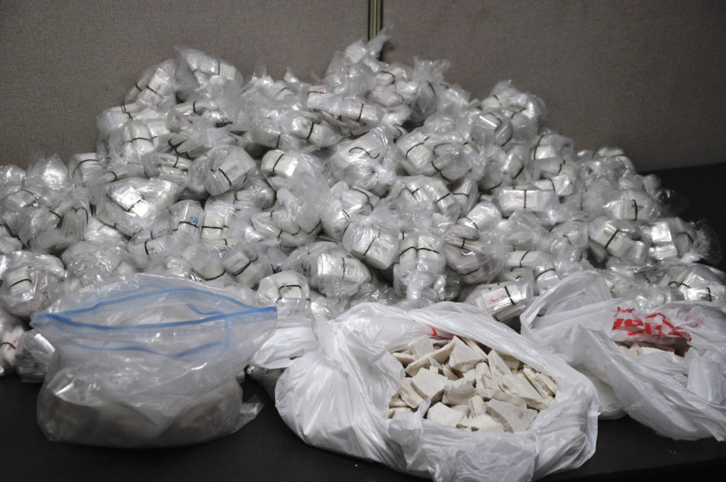 $11 Million Dollar Heroin Shipment Seized en route from New York City to New England . A six-month investigation resulted in the seizure of approximately 24 kilos of heroin (53 lbs.), over 9 kilos of cocaine (20 lbs.), three guns, including two assault rifles, and $85,000 cash. Photo: The Department of Drug Enforcement Agency.
