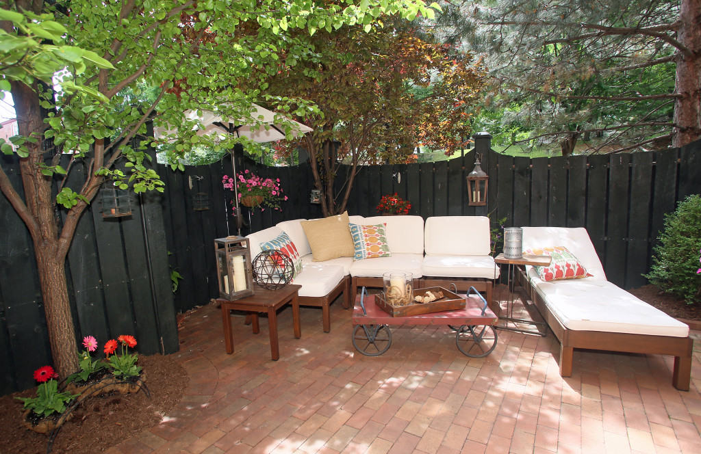 One of two patios at Vinny Lobdell Jr.'s Mission Landing condo. Photo by Gloria Wright | Syracuse New Times