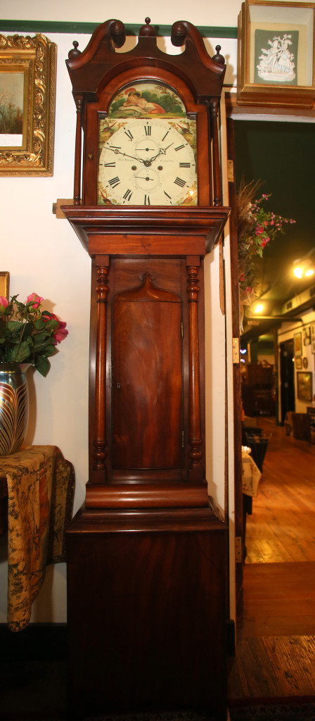 A Scottish tall case clock circa 1850s is available at Syracuse Antiques Exchange, 1629 N. Salina St., is available for $2,800.
