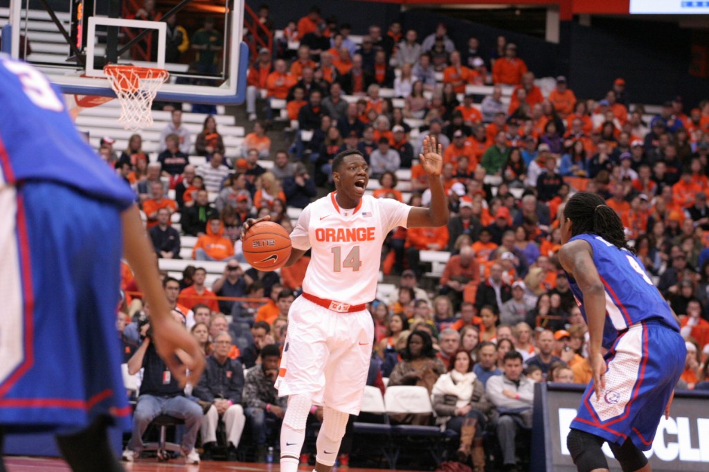 True freshman guard, Kaleb Joseph has had to take over the role of starting point guard after last year's freshman sensation Tyler Ennis elected to go to the NBA. Michael Davis Photo | Syracuse New Times