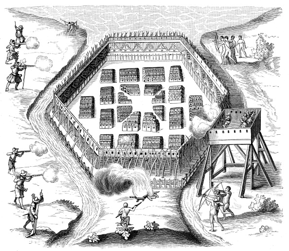 Onondaga village attacked by the French explorer Samuel de Champlain, 1615. Photo provided by Wikimedia