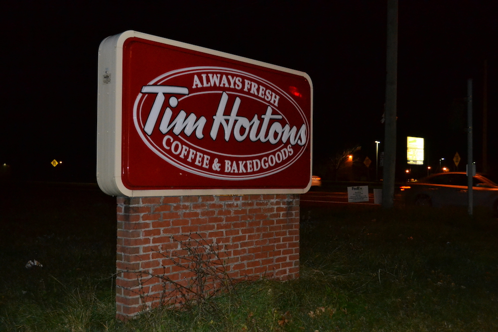 Tim Horton's sign. Photo by Jeff Kramer