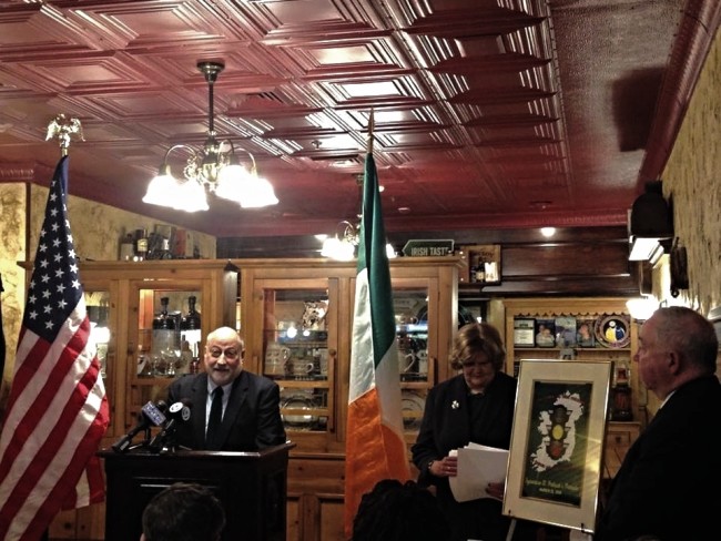 Judge Nicholas Midey graciously accept his nomination of Gael of the Year." Photo by Christopher Malone | Syracuse New Times