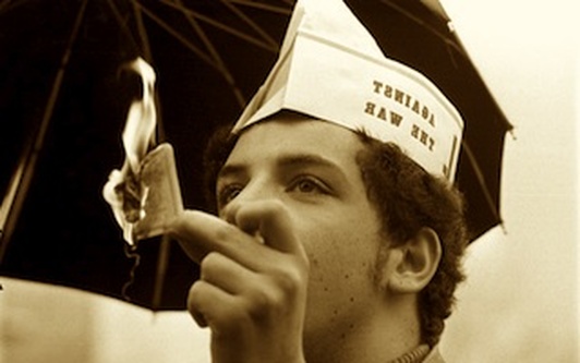 David Miller burns his draft card.